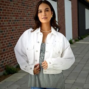 Agolde Dalton Balloon Oversized White Denim Jacket Women's Size Sm  (50" Chest)